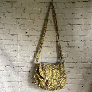 COPY - Vera Bradley Green & Taupe Floral/Birds Crossbody Purse Shoulder Bag 13”…